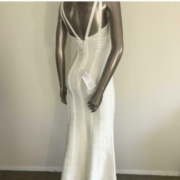Herve Leger White Alabaster Long Bandage Gown - Picture 7 of 9